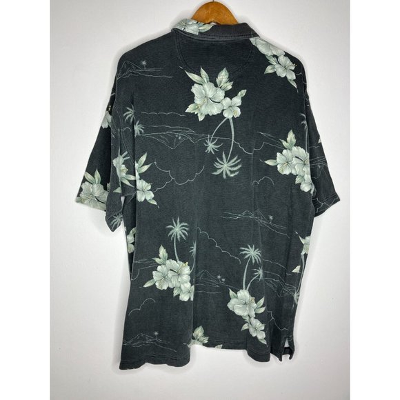 Tommy Bahama Men's Large Gray Tropical 100% Cotton Knit Polo Shirt - Picture 5 of 6